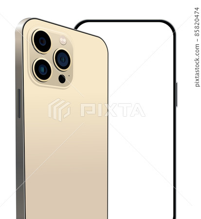 Realistic set of smartphone gold color layouts isolated on a white background. Vector illustration Realistic set of smartphone gold color layouts isolated on a white background. Vector illustration 85820474
