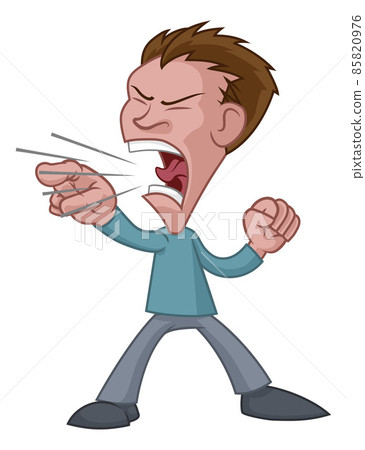 Angry Stressed Man or Bully Cartoon Shouting Angry Stressed Man or Bully Cartoon Shouting 85820976