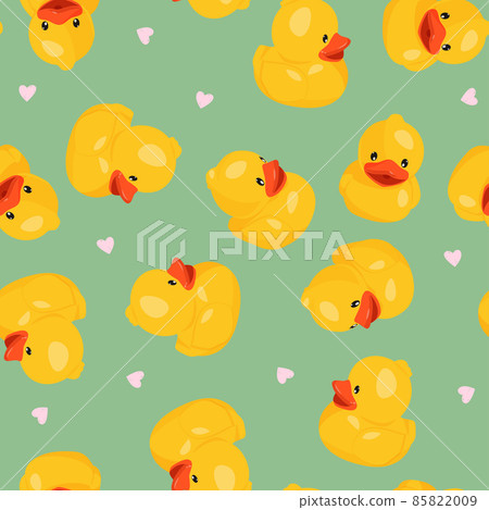 Yellow rubber duck seamless pattern. Fun kids background. 85822009