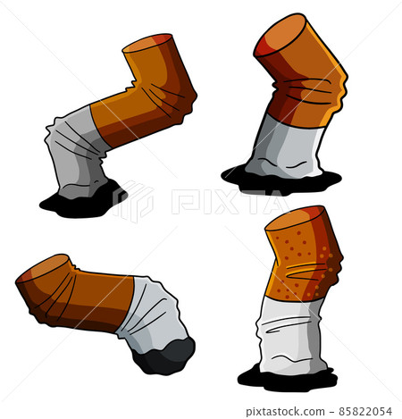 cigarette butt cartoon Cartoon cigarette butt on white background - Stock Illustration [85822054]