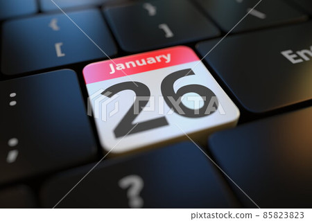 January 26 date on a keyboard key, 3d rendering January 26 date on a keyboard key, 3d rendering 85823823