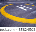 Private Helicopter sing parking area in airport 85824503