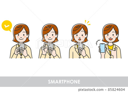 Female office worker operating a smartphone 85824604