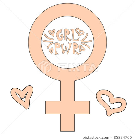 Women resist symbol. Woman fist. Concept the symbol of the mirror of Venus. 85824760