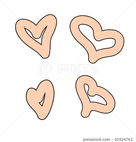 Heart set drawn by hand in coral color. Valentines day symbol. Love concept. Digital painting vector 85824762