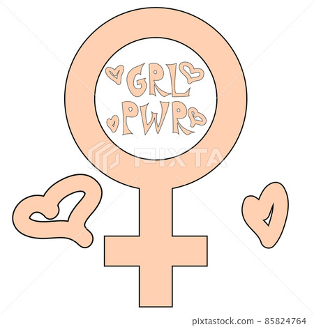 Women resist symbol. Woman fist. Concept the symbol of the mirror of Venus. Women resist symbol. Woman fist. Concept the symbol of the mirror of Venus. 85824764