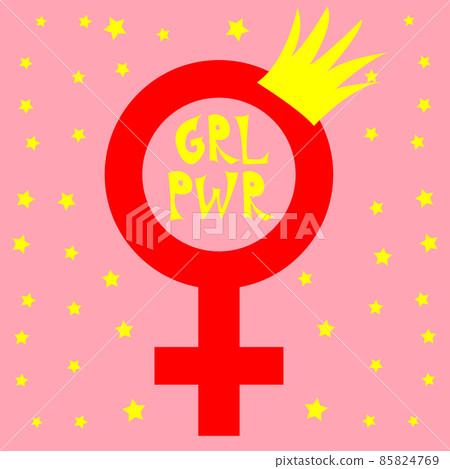 Women resist symbol. Woman fist. Concept the symbol of the mirror of Venus. Women resist symbol. Woman fist. Concept the symbol of the mirror of Venus. 85824769