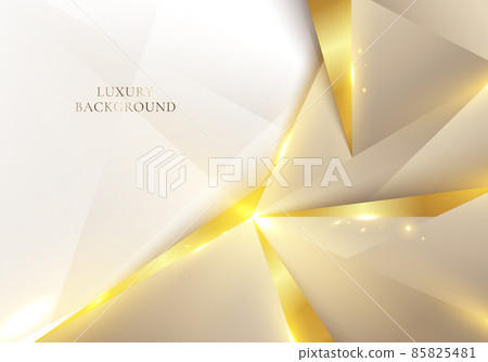 3D modern luxury elegant banner template design golden low polygon geometric shape and light sparking on white background 85825481