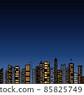 City skyscrapers against the blue night sky. 85825749