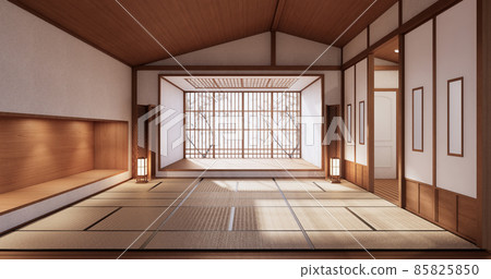 Interior, Empty room and tatami mat floor room japanese style. 3D rendering 85825850