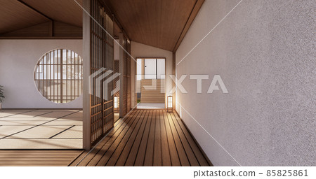 Interior, Empty room and tatami mat floor room japanese style. 3D rendering Interior, Empty room and tatami mat floor room japanese style. 3D rendering 85825861