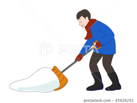 Illustration material: A man shoveling snow with a smile Illustration material: A man shoveling snow with a smile 85826281