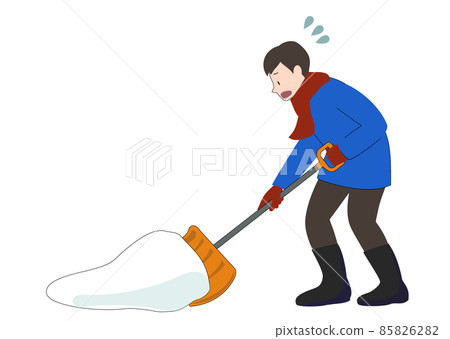 插圖素材:一個滿臉愁容的鏟雪人 插圖素材:一個滿臉愁容的鏟雪人 85826282