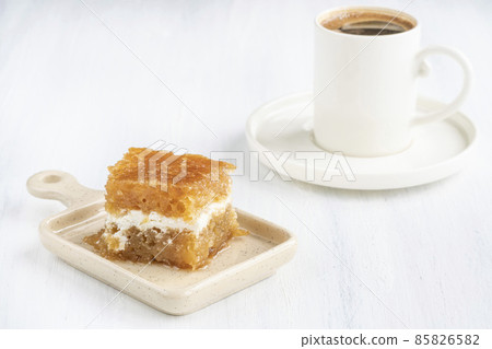 cup of Turkish coffee and traditional dessert of Turkey cup of Turkish coffee and traditional dessert of Turkey 85826582