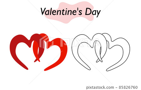 A symbol of love for Valentine Day. The heart is red and the heart is in lines. Vector illustration. A symbol of love for Valentine Day. The heart is red and the heart is in lines. Vector illustration. 85826760