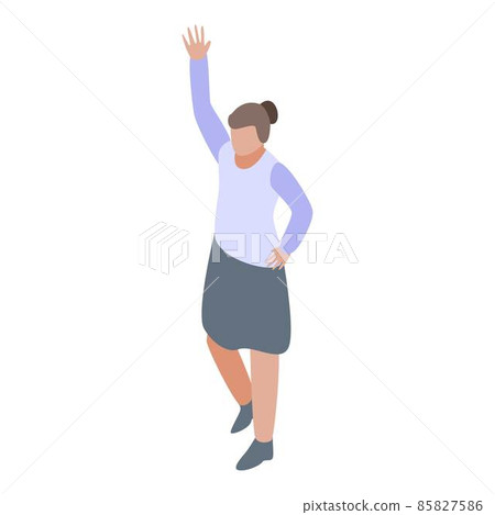 Girl hand up icon, isometric style Girl hand up icon, isometric style 85827586