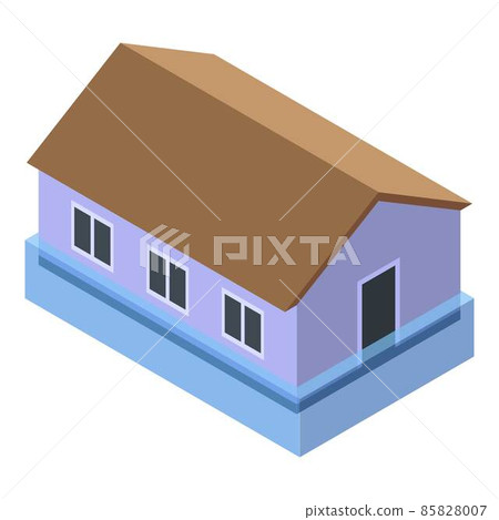 City house in flood icon, isometric style 85828007