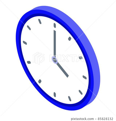 Blue wall clock icon, isometric style Blue wall clock icon, isometric style 85828132