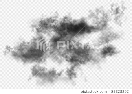 One big black cloud from fire or conflagration. Dark gloomy realistic smoke or smog isolated on One big black cloud from fire or conflagration. Dark gloomy realistic smoke or smog isolated on 85828292