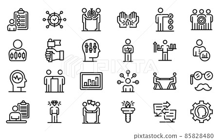 Personal traits icons set, outline style 85828480