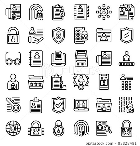 Personal information icons set, outline style Personal information icons set, outline style 85828481