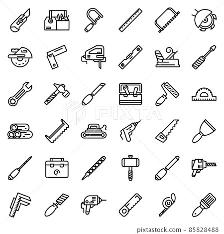 Carpenter tools icons set, outline style 85828488