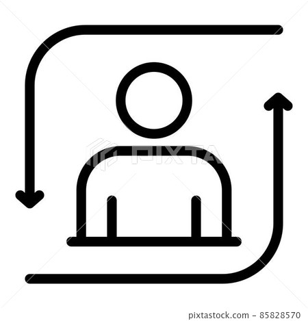 Man and reload arrows icon, outline style Man and reload arrows icon, outline style 85828570