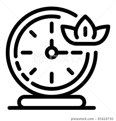 Clock and lotus icon, outline style Clock and lotus icon, outline style 85828730