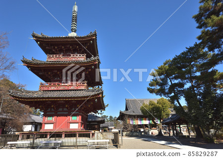 Kakurinji Temple, the three-storied pagoda and the main hall of the national treasure 85829287