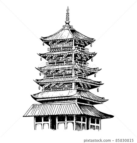 佛塔佛教建築寶塔手繪插圖 85830815