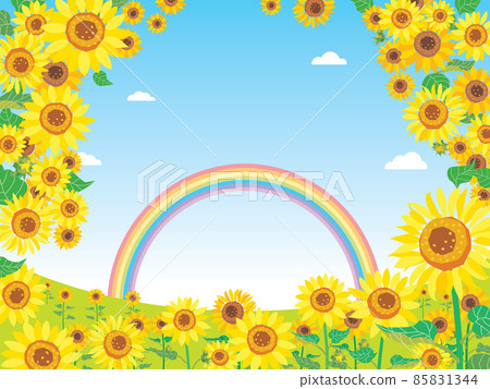 夏季向日葵田景觀的插圖 85831344