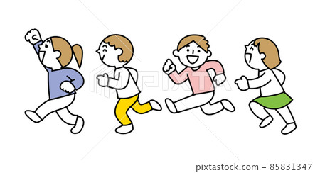 Children running happily - Stock Illustration [85831347] - PIXTA