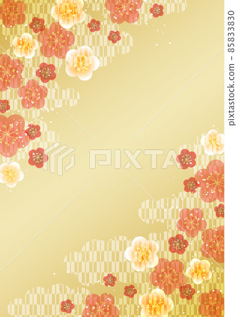 日本花和箭被摩擦背景垂直/金色 85833830