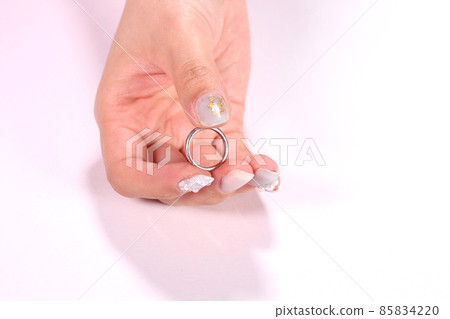 Female hand with a ring Female hand with a ring 85834220
