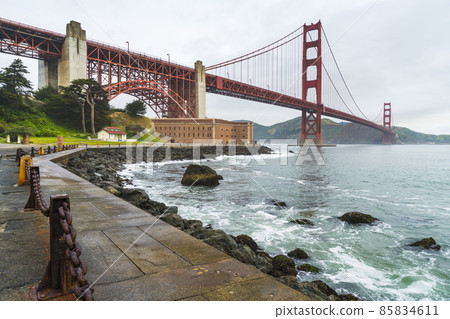 Golden gate at dusk with lighting and reflection on the water ,San Francisco,California,usa... Golden gate at dusk with lighting and reflection on the water ,San Francisco,California,usa... 85834611