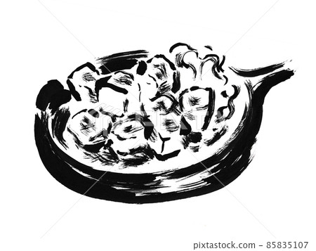 日式手繪筆刷骰子牛排單色黑白、單色 日式手繪筆刷骰子牛排單色黑白、單色 85835107