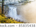 snowqualmie fall at sunset with a lot of fog. snowqualmie fall at sunset with a lot of fog. 85835438