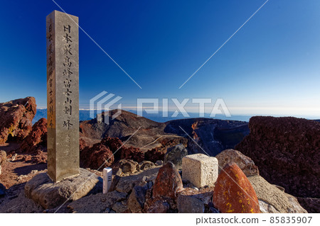 Triangulation point and crater view of Mt. Fuji Kengamine 85835907