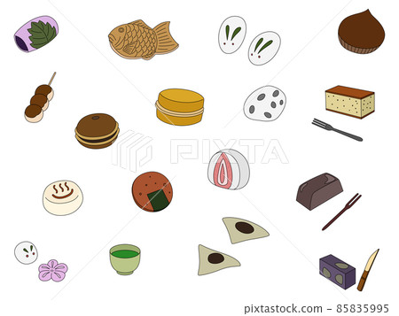 日本糖果壁紙插圖顏色圖標集 85835995
