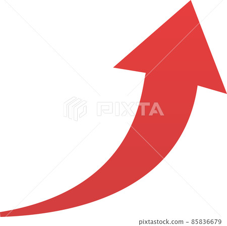 紅色箭頭向右上升的簡單圖示 85836679
