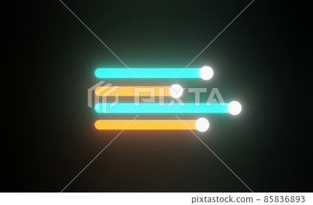 3d render of RGB neon light on darkness background. Abstract Laser lines show at night. Ultraviolet spectrum beam scene 85836893