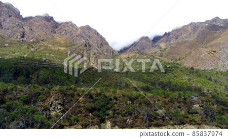 Inca road to Machu Picchu at the foot of the Andes, Peru Inca road to Machu Picchu at the foot of the Andes, Peru 85837974