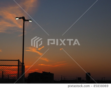 Evening landscape in winter 85838069