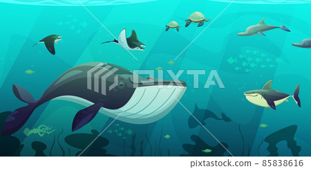 Underwater Marine Ocean Life Abstract Banner 85838616