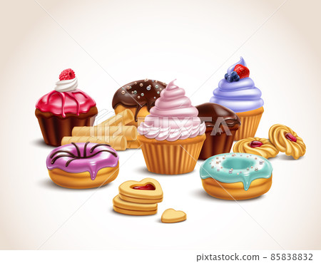 Realistic Sweet Treats Composition 85838832