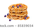 有大量糖漿的煎餅 85839034