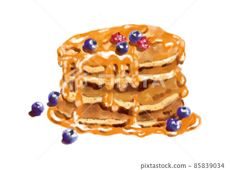 有大量糖漿的煎餅 85839034