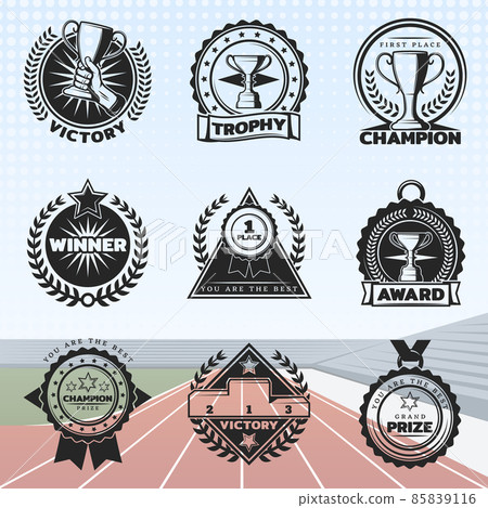 Vintage Sport Rewards Labels Set Vintage Sport Rewards Labels Set 85839116
