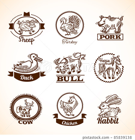 Farm Labels Set 85839138
