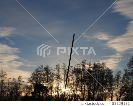Evening landscape in winter 85839181